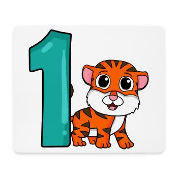 Zahl 1 Nummer Eins - Tiger Motiv - Mousepad (Querformat) - Weiß - Vorne