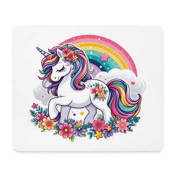 Licorne avec des fleurs et arc-en-ciel - Tapis de souris (format paysage) - blanc - Devant