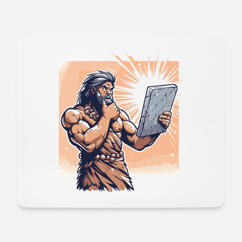 Ideenfindung Idee Höhlenmensch Steintafel Geschenk - Mousepad (Querformat) - Weiß