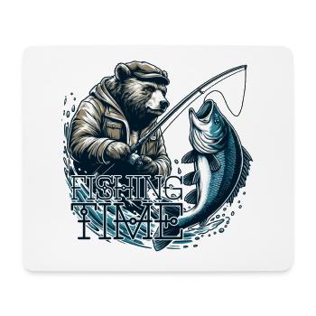 Temps de pêche ours pêche pêcheur poisson cadeau - Tapis de souris (format paysage) - blanc - Devant