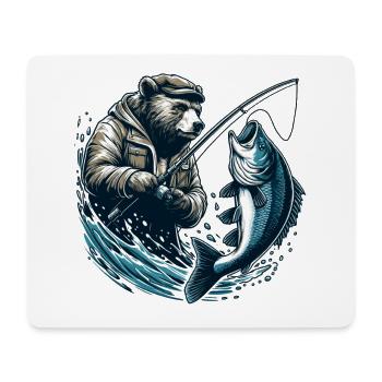 Ours Pêche Pêcheur Poisson Cadeau - Tapis de souris (format paysage) - blanc - Devant