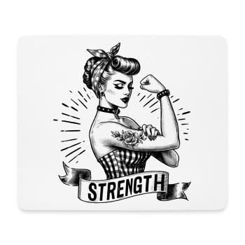 Strength Strong Power Woman Rockabilly Gift - Mouse Pad (horizontal) - white - Front