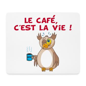 Hibou et café - Tapis de souris (format paysage) - blanc - Devant