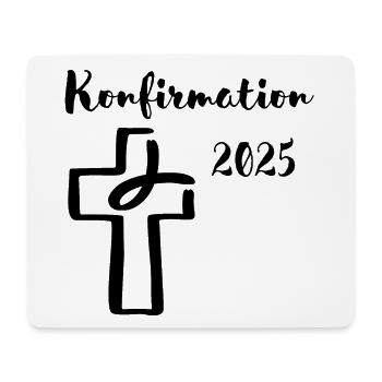 Konfirmation 2025 Fisch taucht ins Kreuz - Mousepad (Querformat) - Weiß - Vorne