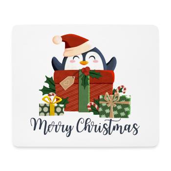 Merry Christmas - weihnachtlicher Pinguin - Mousepad (Querformat) - Weiß - Vorne