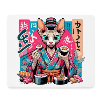 Sushi Sphynx Katze Maki Kimono Geschenk - Mousepad (Querformat) - Weiß - Vorne