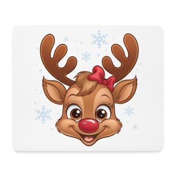 Süßes Rentier-Mädchen mit Schneeflocken - Mousepad (Querformat) - Weiß - Vorne