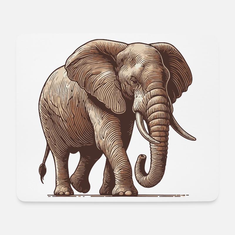 Elefant - Mousepad (Querformat) - Weiß