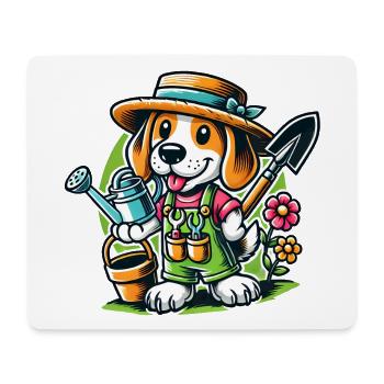 Jardinier Beagle - Tapis de souris (format paysage) - blanc - Devant