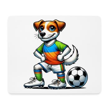 Jack Russell Terrier, joueur de football - Tapis de souris (format paysage) - blanc - Devant