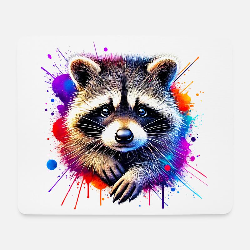 Waschbär - Mousepad (Querformat) - Weiß