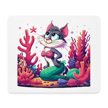 Meerjungfrau Nixe Katze Wasserkatze Geschenk - Mousepad (Querformat) - Weiß - Vorne