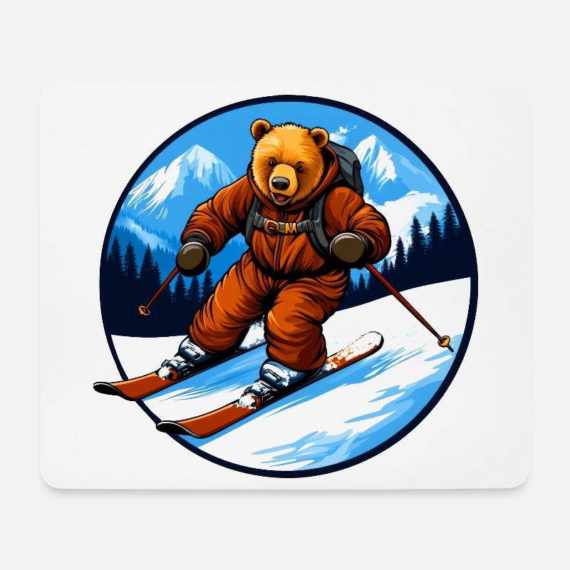 Ski Bären - Mousepad (Querformat) - Weiß