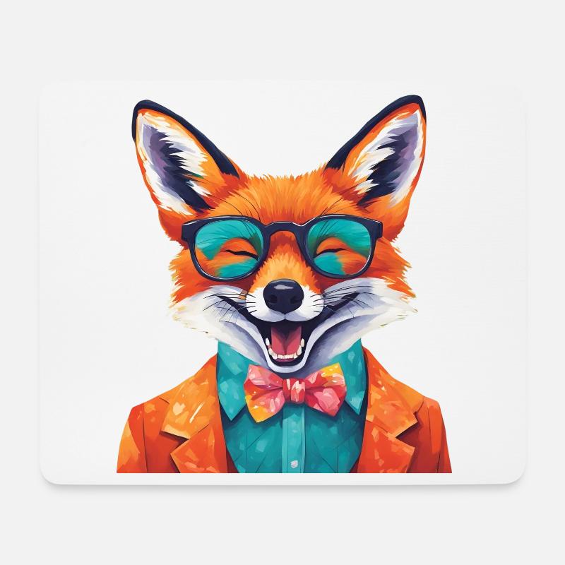 Lebendiger Fuchs in stilvoller Kleidung - Mousepad (Querformat) - Weiß