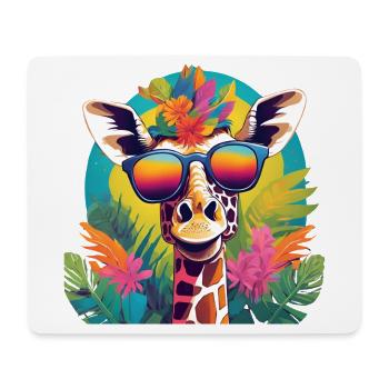 Vibrant Jungle Giraffe with Sunglasses - Mouse Pad (horizontal) - white - Front