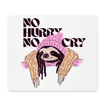 No Hurry, No Cry – Entspanntes Faultiermotiv - Mousepad (Querformat) - Weiß - Vorne