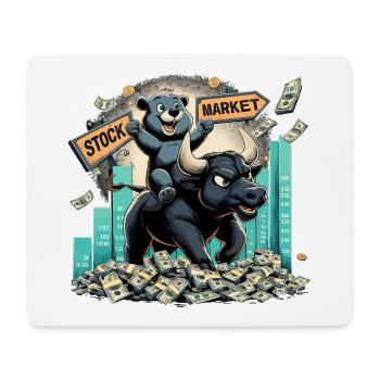Stock Market Stock Market Bull Bull Bear Profit Gift - Mouse Pad (horizontal) - white - Front