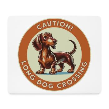 Caution! Long Dog Crossing - Mousepad (Querformat) - Weiß - Vorne