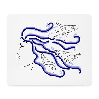 Buckelwal Frau Silhouette Haare dunkel gezeichnet - Mousepad (Querformat) - Weiß - Vorne