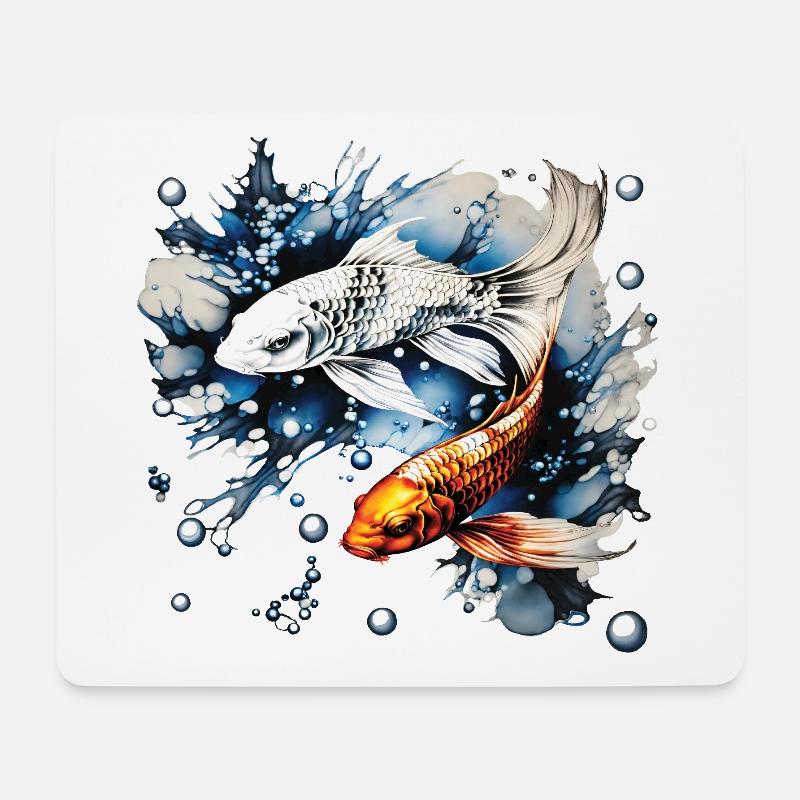 Koifishes and bubbles - Mouse Pad (horizontal) - white