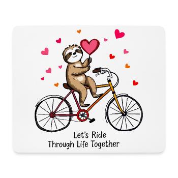 Paresseux à vélo – Design romantique de la Saint-Valentin - Tapis de souris (format paysage) - blanc - Devant