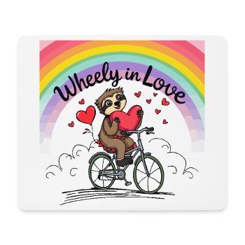 Adorable Sloth on Bicycle with Heart and Rainbow - Mouse Pad (horizontal) - white - Front