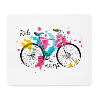 Fahren Sie die Kunst des Lebens Lebendiges Aquarell Fahrrad - Mousepad (Querformat) - Weiß - Vorne