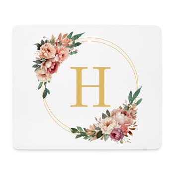 H Monogram, Flower Wreath, Personalizable - Mouse Pad (horizontal) - white - Front
