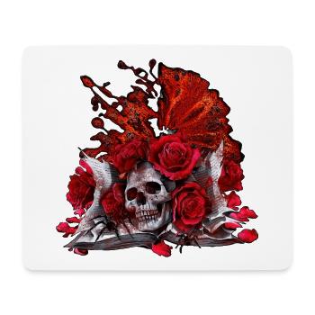 Buchband aufgeschlagen, menschenschädel, farbleck - Mousepad (Querformat) - Weiß - Vorne