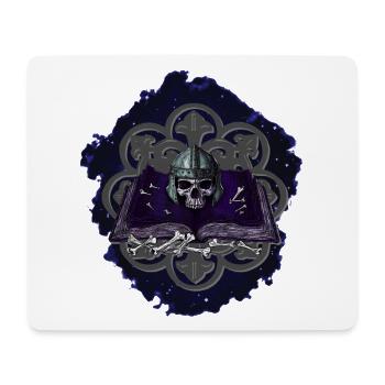 buchband aufgeschlagen, Menschenschädel, Ornamente - Mousepad (Querformat) - Weiß - Vorne