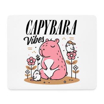 Capybara détendu avec des amis - Tapis de souris (format paysage) - blanc - Devant