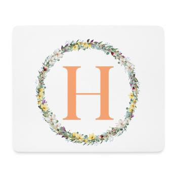 H Monogram, Flower Wreath, Personalizable - Mouse Pad (horizontal) - white - Front