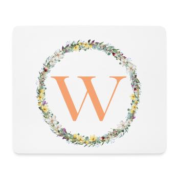 W Monogram, Flower Wreath, Personalizable - Mouse Pad (horizontal) - white - Front