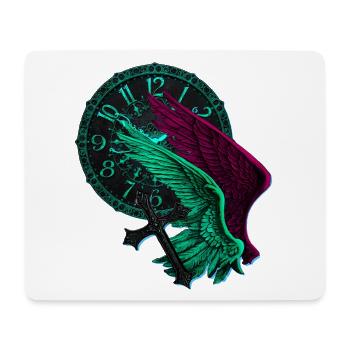 Uhren, Feder-Flügel seitlich, Kreuze - Mousepad (Querformat) - Weiß - Vorne