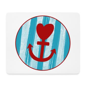 Anker Streifen Hamburg Liebe Herz Nordsee Ahoi Fan - Mousepad (Querformat) - Weiß - Vorne