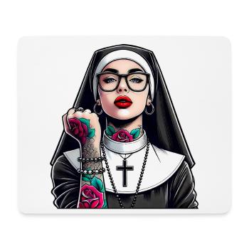Religieuse avec tatouage - Tapis de souris (format paysage) - blanc - Devant