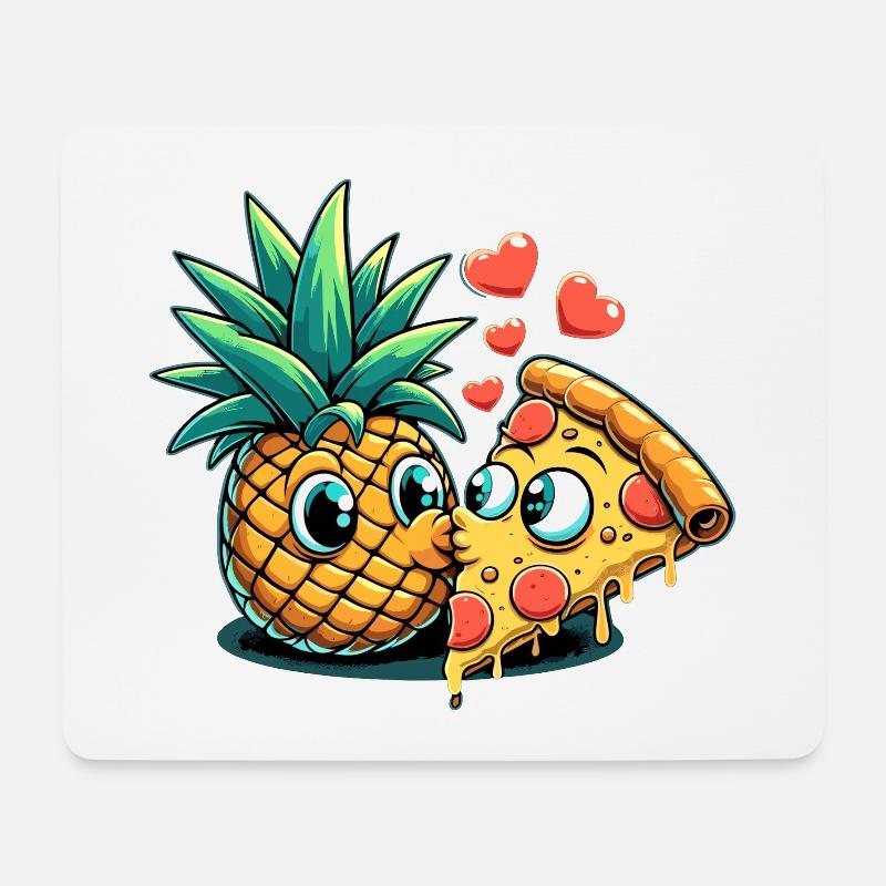 Pizza Hawaii Kuss Liebe Beziehung witzig Geschenk - Mousepad (Querformat) - Weiß
