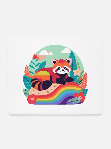 Rainbow Panda at Rest - Mouse Pad (horizontal) - white