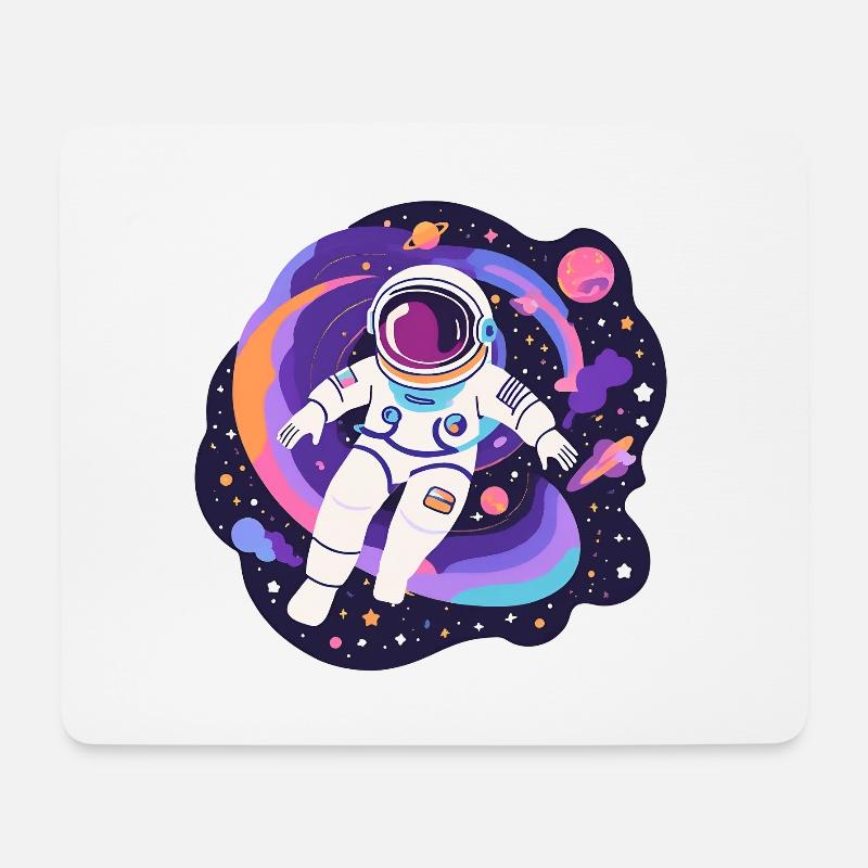 Weltraum-Regenbogen-Astronaut - Mousepad (Querformat) - Weiß
