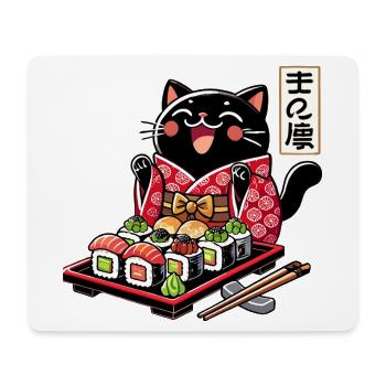 Sushi Schwarze Katze Kimono Maki Nigiri Geschenk - Mousepad (Querformat) - Weiß - Vorne