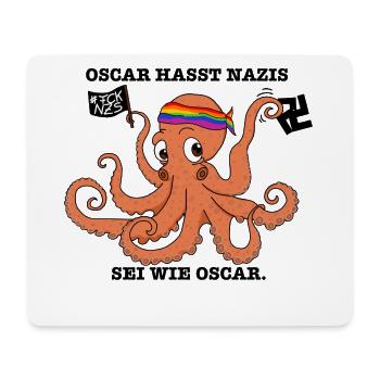 Oscar hasst Nazis - Mousepad (Querformat) - Weiß - Vorne