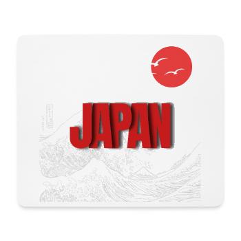 Japan-Welle mit rotem Mond - Mousepad (Querformat) - Weiß - Vorne