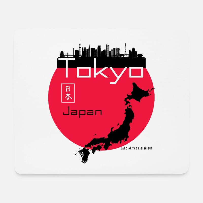 Tokyo Minimal: Rotes Tokio-Motiv - Mousepad (Querformat) - Weiß