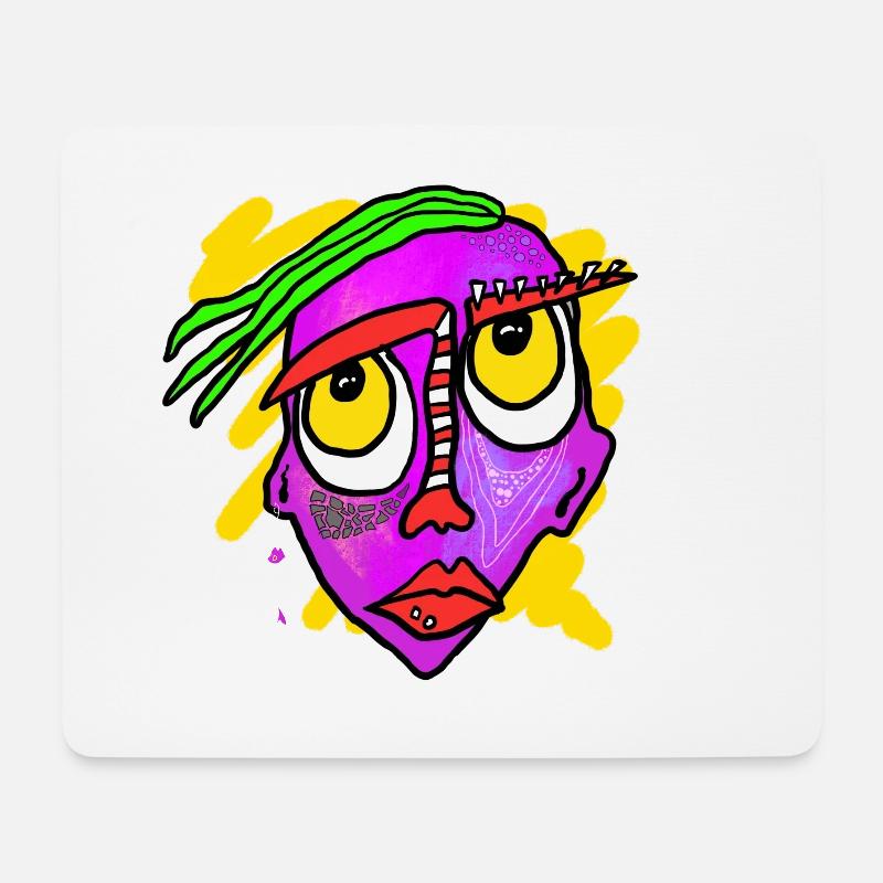 Buntes Surreal-Gesicht Kunstwerk - Mousepad (Querformat) - Weiß