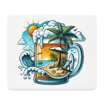 Bier & Strand – Der perfekte Urlaub - Mousepad (Querformat) - Weiß - Vorne
