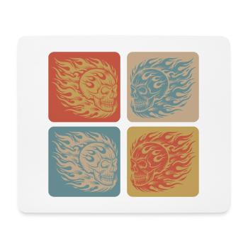 Flammender Totenkopf – Biker & Rocker Style - Mousepad (Querformat) - Weiß - Vorne
