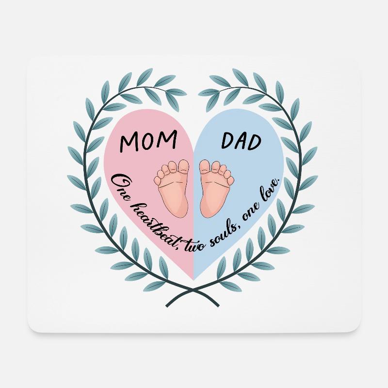 Maman, papa et bébé Coeur Design - Tapis de souris (format paysage) - blanc