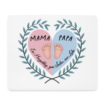 Herzschlag: Mama, Papa & Baby Design - Mousepad (Querformat) - Weiß - Vorne