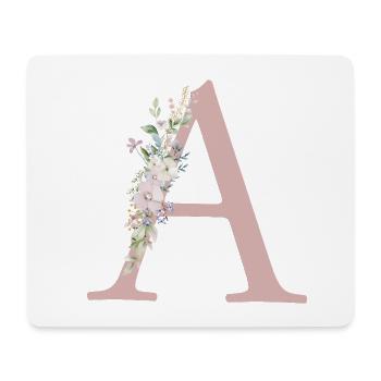 A Monogramm, Floral, personalisierbar - Mousepad (Querformat) - Weiß - Vorne