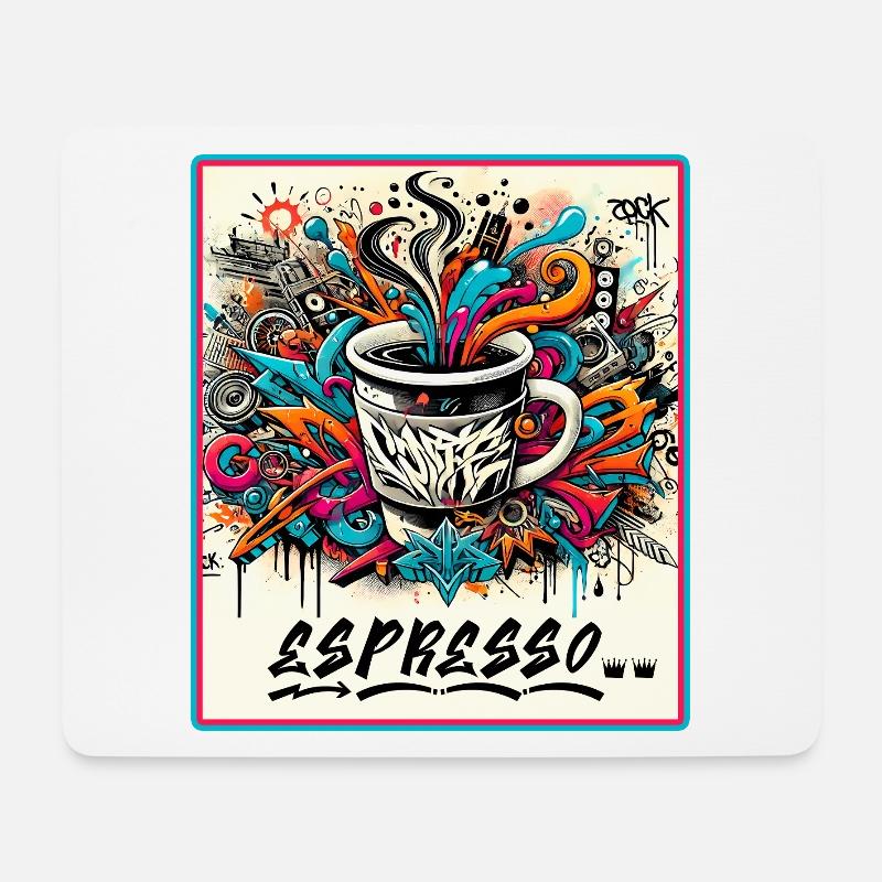 Espresso Graffiti Kaffee Design - Mousepad (Querformat) - Weiß